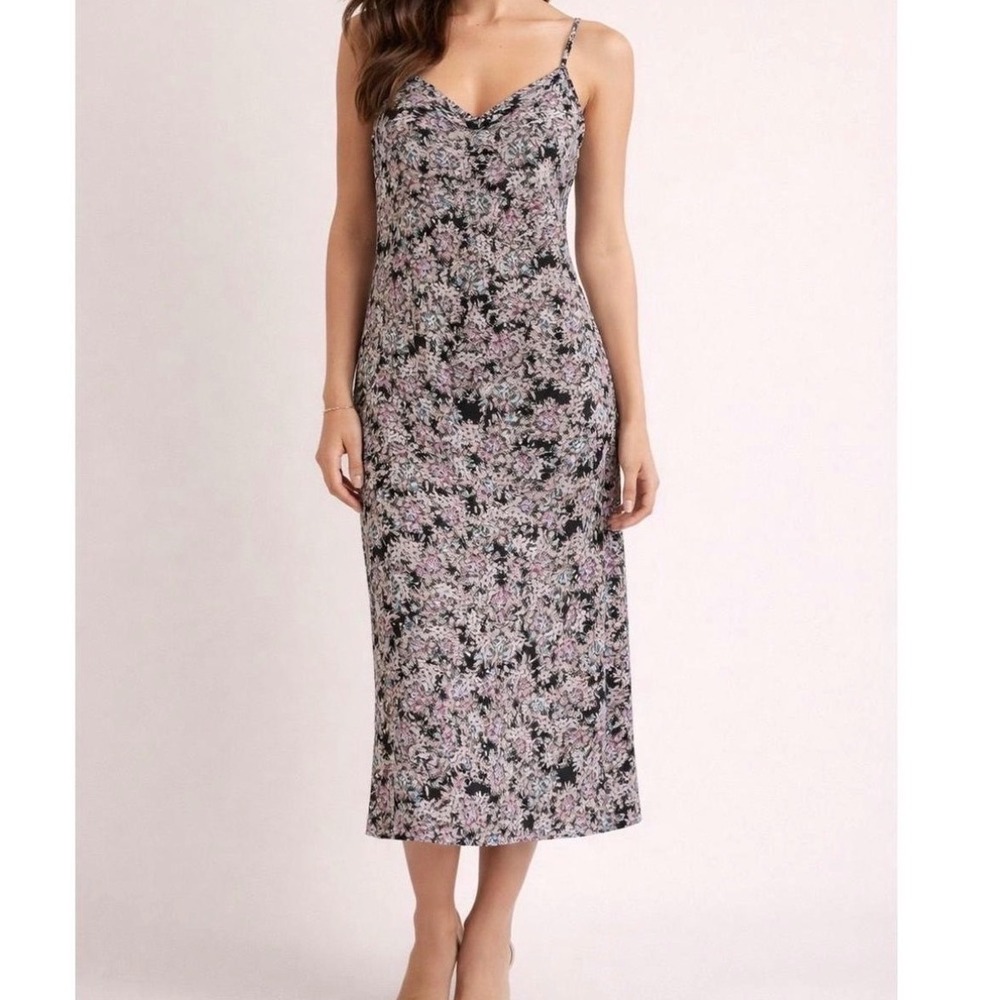 AFRM Satin Slip Midi Dress Ditsy Floral Large Revolve 90s Y2K Whimsigoth Grunge